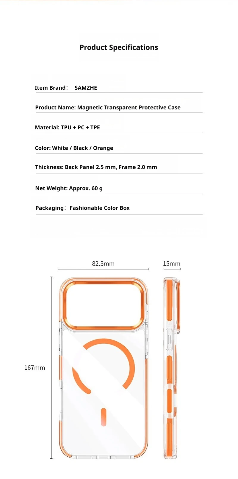 SAMZHE Magnetische Hülle für iPhone 17 Pro Max, ultradünn, sturzsichere Linsenschutz-Handyhülle für MagSafe, Premium-Design MagSafe Hüllen – Detail 11