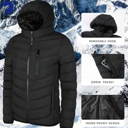 Parka engrossada de bolso múltiplo para homens, roupas acolchoadas de algodão, jaqueta com capuz, roupas de costelas quentes, moda casual, nova, 2023