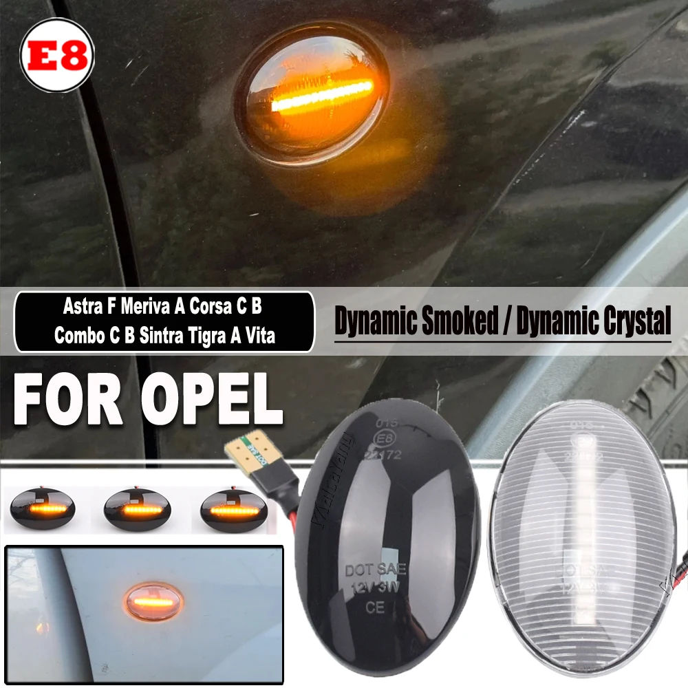 For Opel Sintra Vita Combo B C Tigra A Astra F Meriva A Corsa C B LED Dynamic Side Marker Light Arrow Turn Signal Blinker Lamps