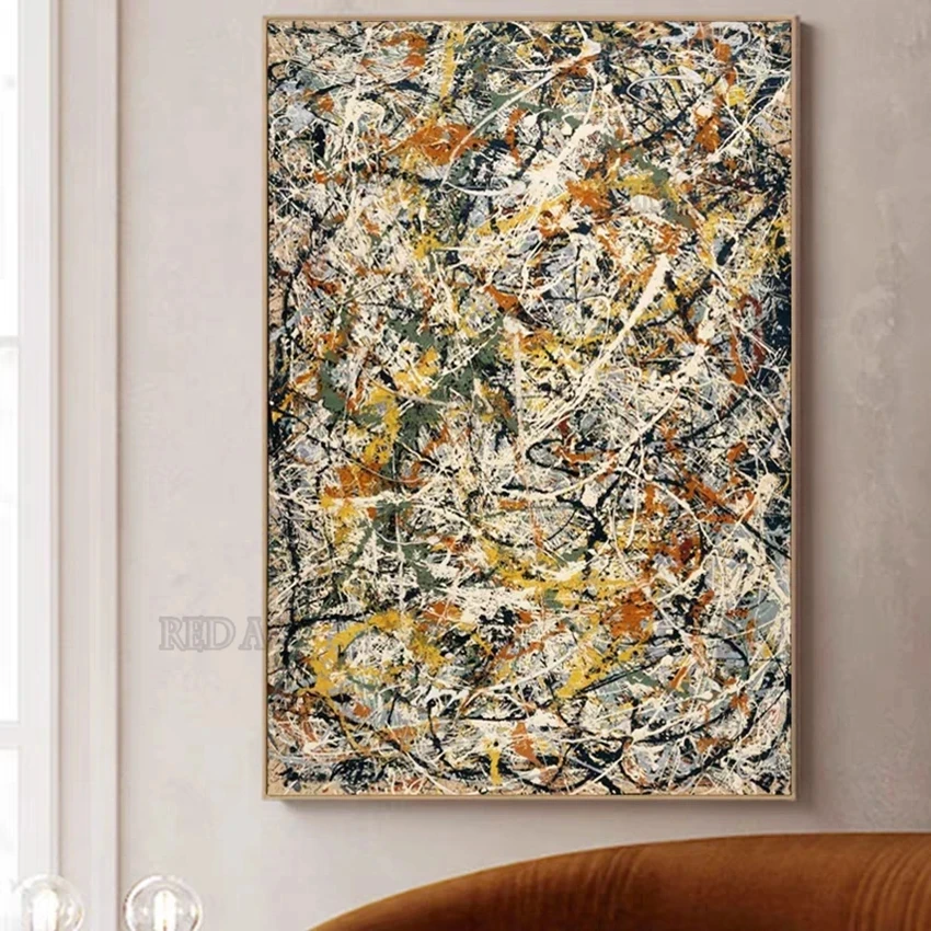 

Framed Painting Hang On The Wall, Waves Leaves Oil Painting Canvas Picture Art, 100% Hand-painted Abstract 3D Texture Wall Art