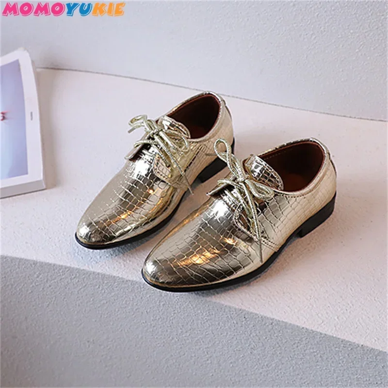 2023 Spring Autumn New Style Boys Leather Shoes Pointed-toe Solid Color Non-slip Kids Performance Shoes for Party Wedding Shoes