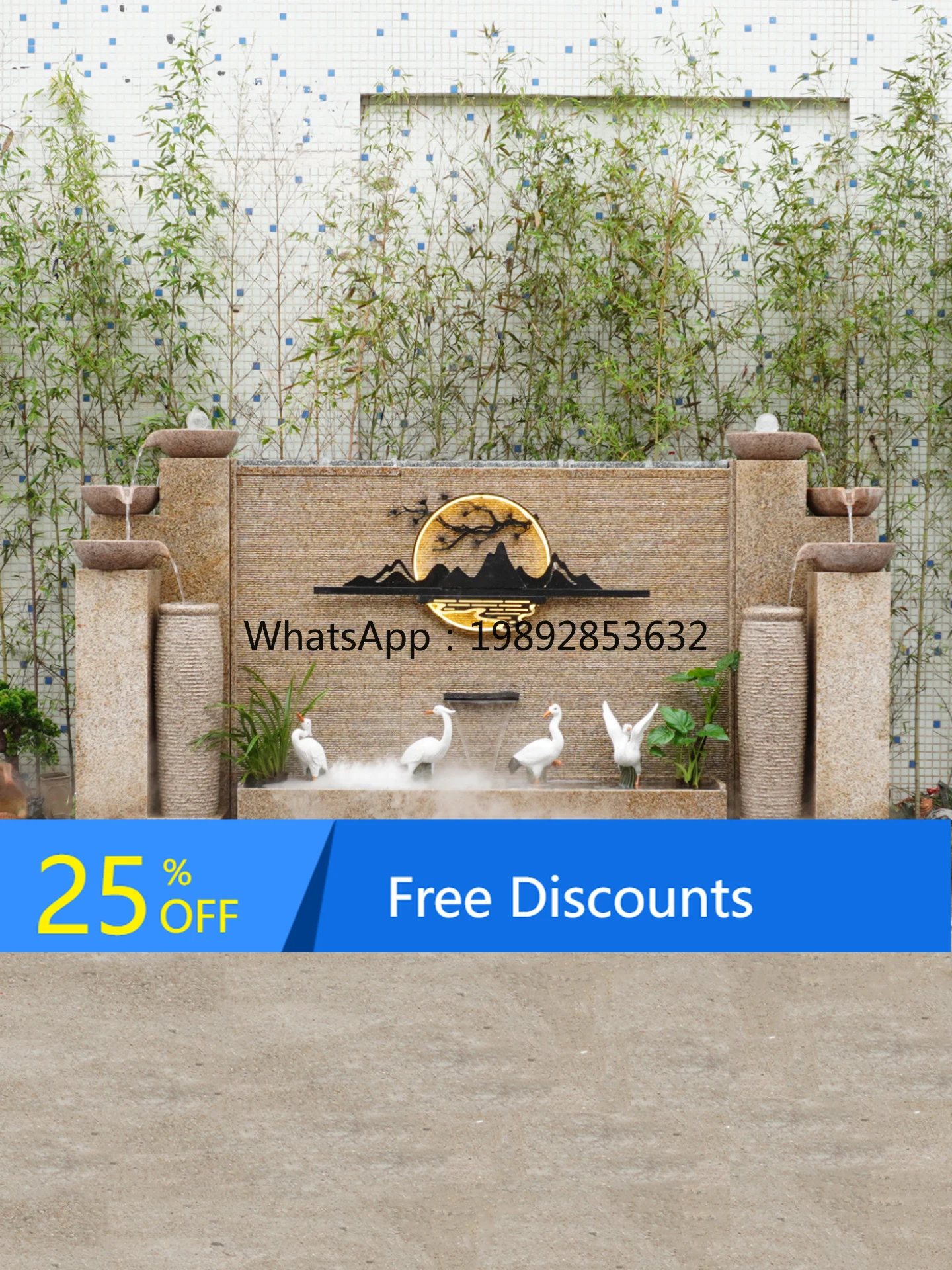 

ZC Stone Water Curtain Wall Screen Outdoor Courtyard Shadow Wall Landscape Recirculating Water Feature Fish Pond