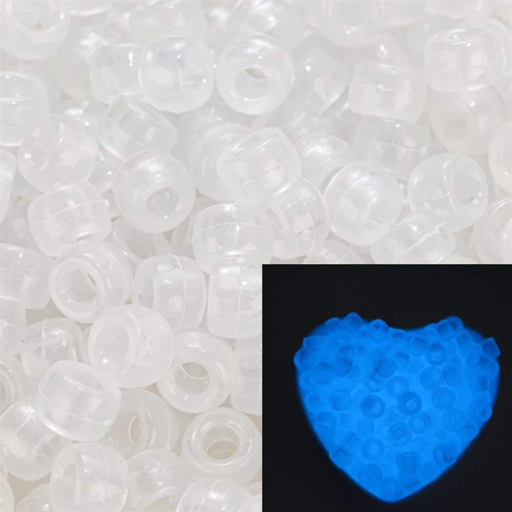 100 Stuks Pony Kralen 6x9mm Glitter Acryl Kralen Lichtgevende Spacer Kralen Voor Diy Craft Sieraden Armbanden Maken haar Levert