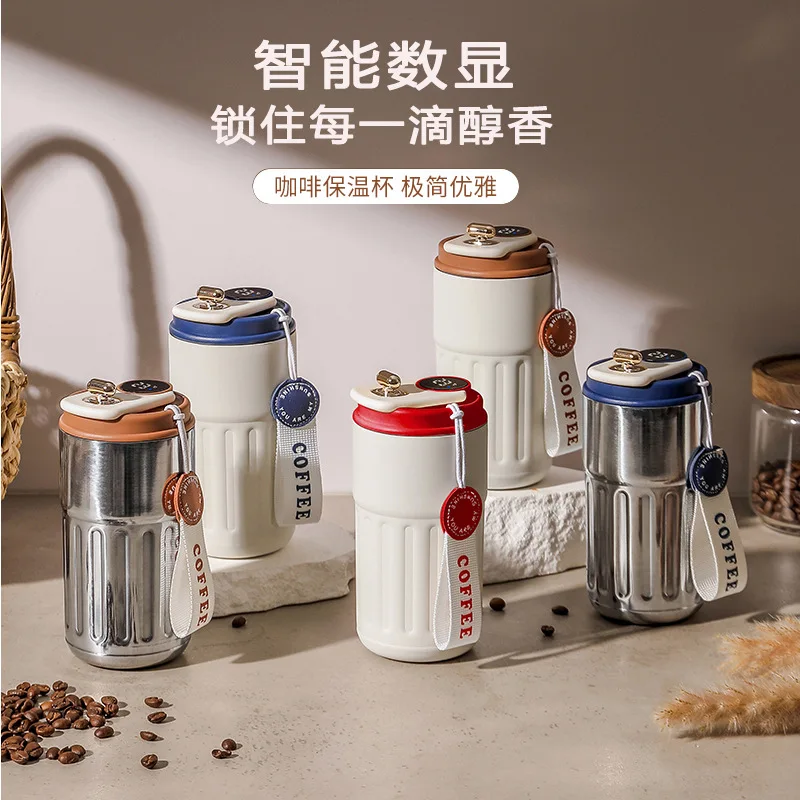 450 ML bubble tea cup Coffee cup 316 stainless steel insulated cup for men and women portable car cup with temperature display