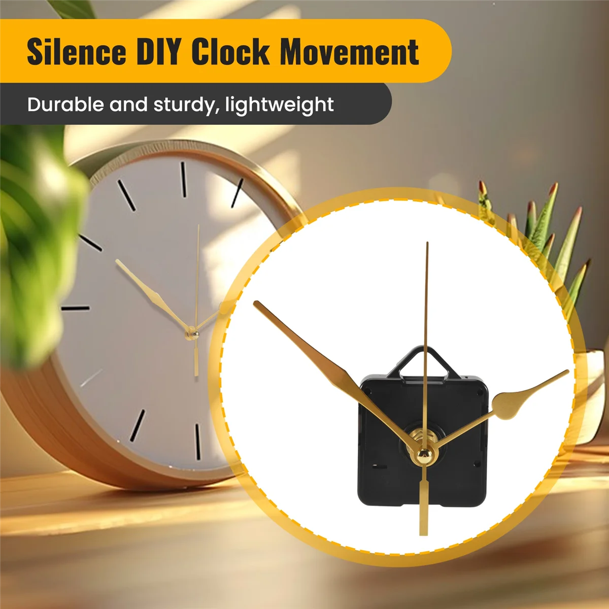 مجموعة آلية حركة ساعة الحائط ذاتية الصنع كوارتز غير موقوتة مع 3 استبدال أجزاء إصلاح الساعة الذهبية الصامتة