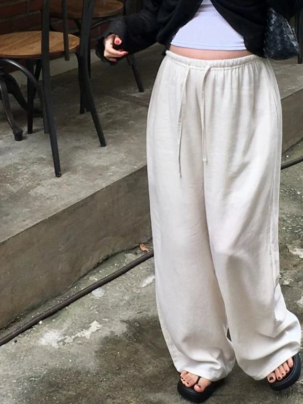 Pantaloni a gamba dritta a vita alta Pantaloni a gamba larga larghi versatili da donna Pantaloni casual coreani Sle di nuovo arrivo