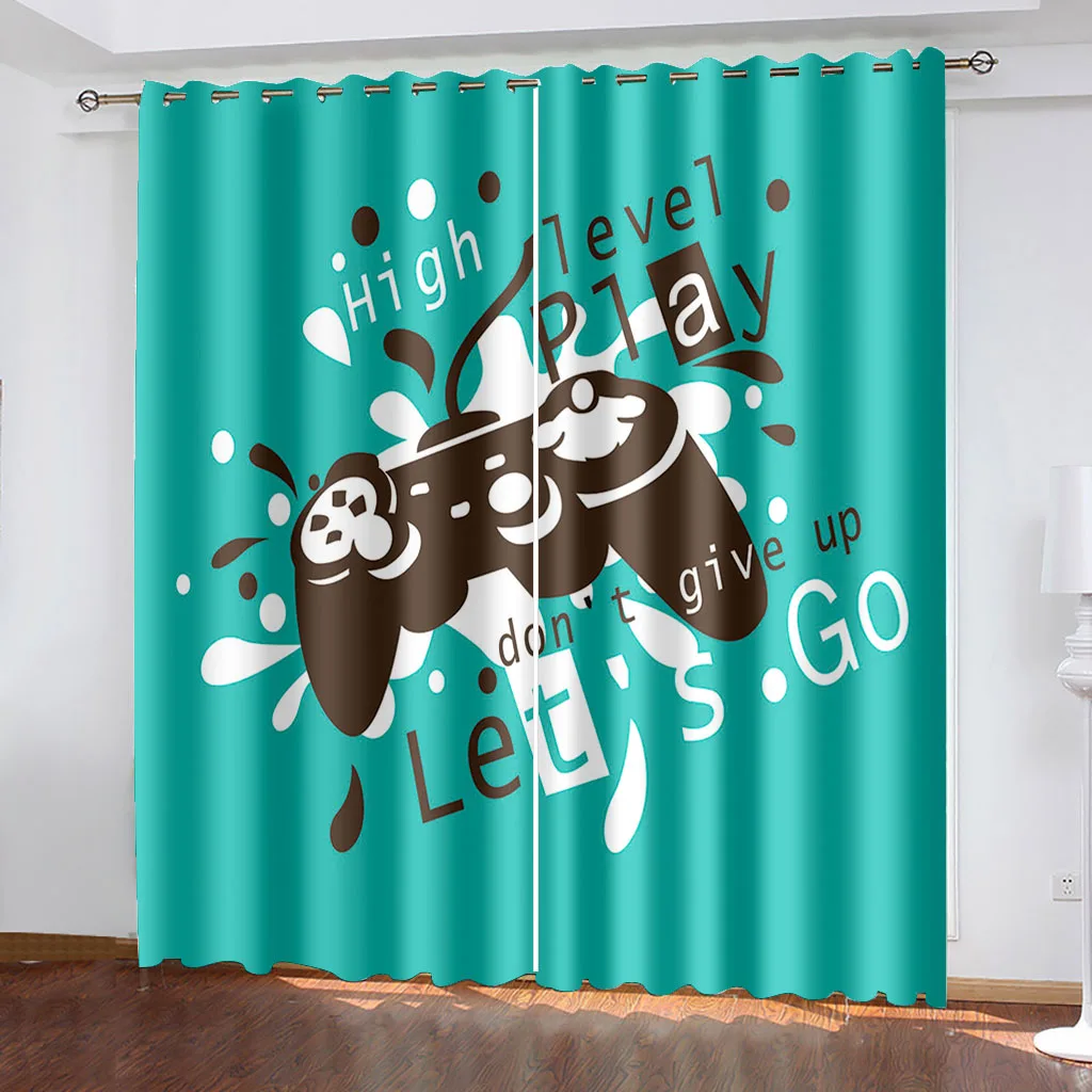 

Gamepad 3D Printing Blackout Living Room Curtains Home Decoration Boys Bedroom Curtains Double Open Cortina De Ventana 280x245cm