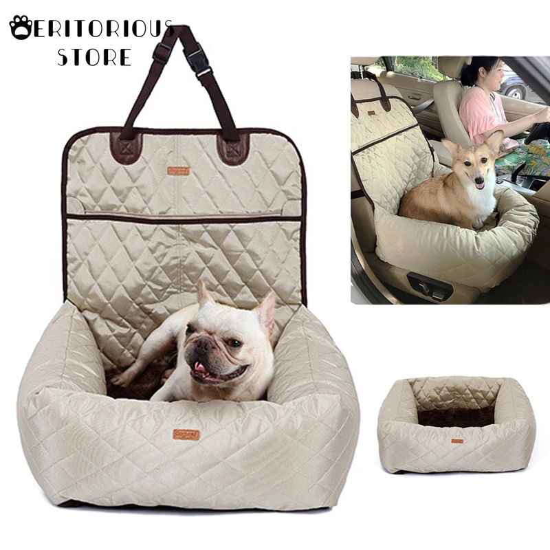 

Dog Car Seat Bed Travel Dog Car Seats for Small Medium Dogs Front/Back Seat Indoor/Car Use Pet Car Carrier Bed Cover Removable