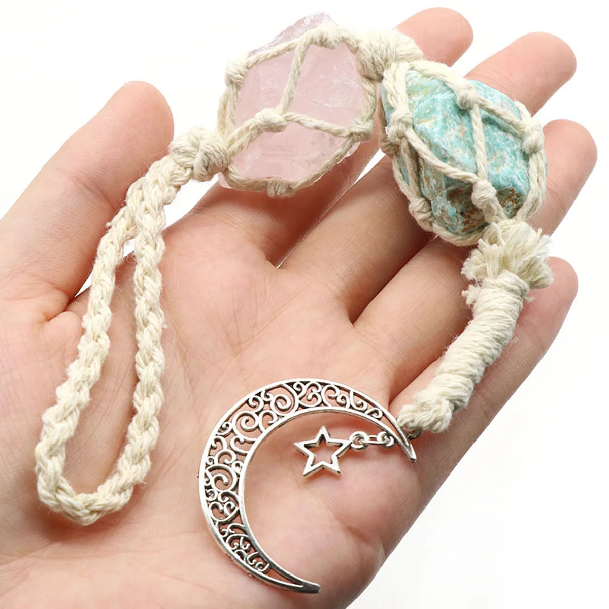 

Reiki natural Rough Ore Stone Chakra Tree of Life Tassel Car Hanging Meditation Ornament Fengshui Home Decor Moon Star Keychain