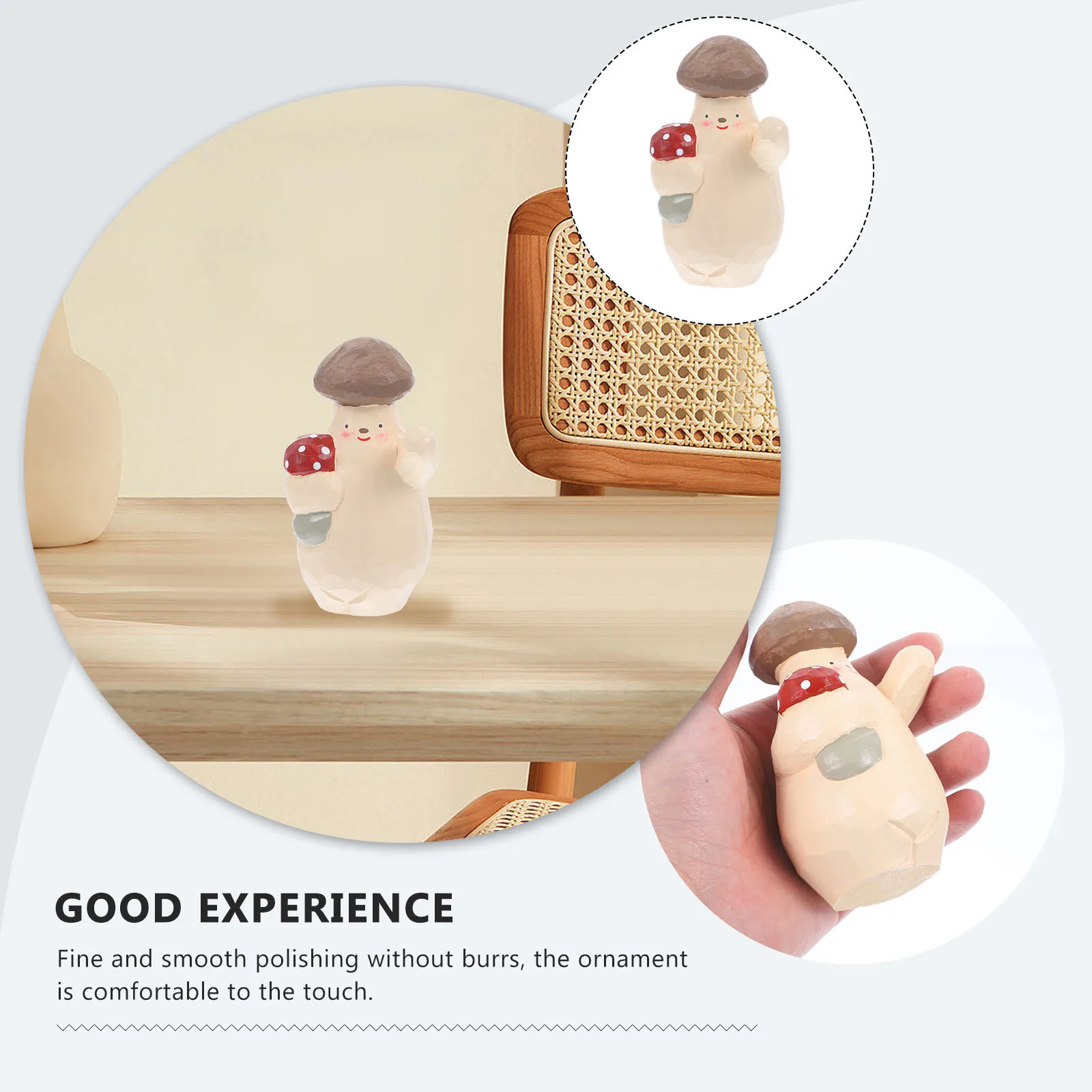 

Wooden Mushroom Basswood Fine Carving Ornament Home Decoration Miniature Mushroom Decor Natural Smooth Finish Gift