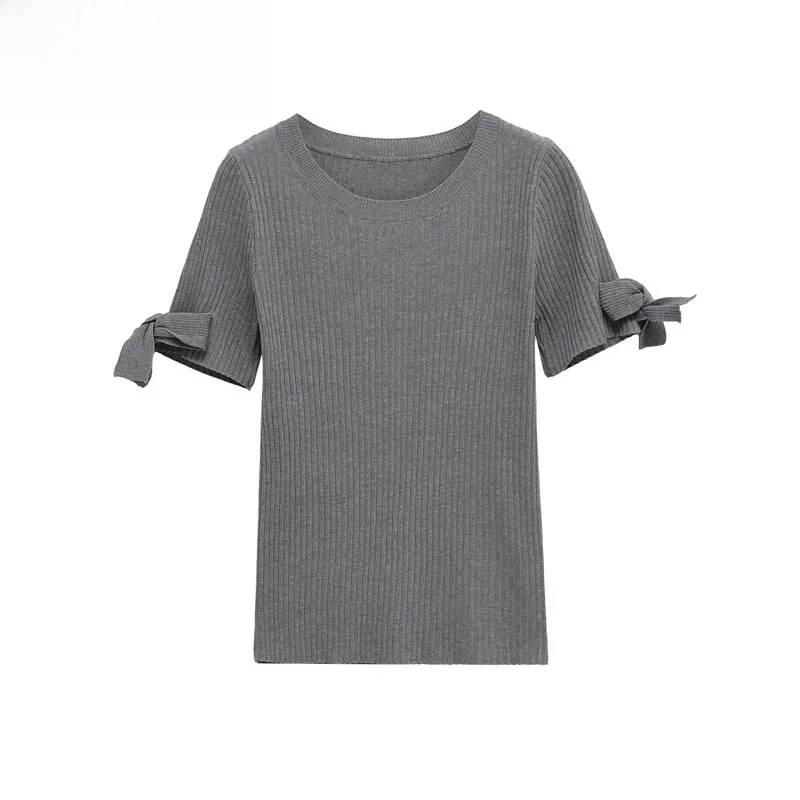 

Faionable Knitted Top Knot Decorated Rhombus round Ne ort Sve Women's Sle Autumn New Arrival Polyester F...