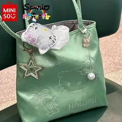 MINISO HelloKitty nowa torebka damska modna i wysokiej jakości damska torba na ramię Cartoon torba na zakupy o dużej pojemności dziewczęca