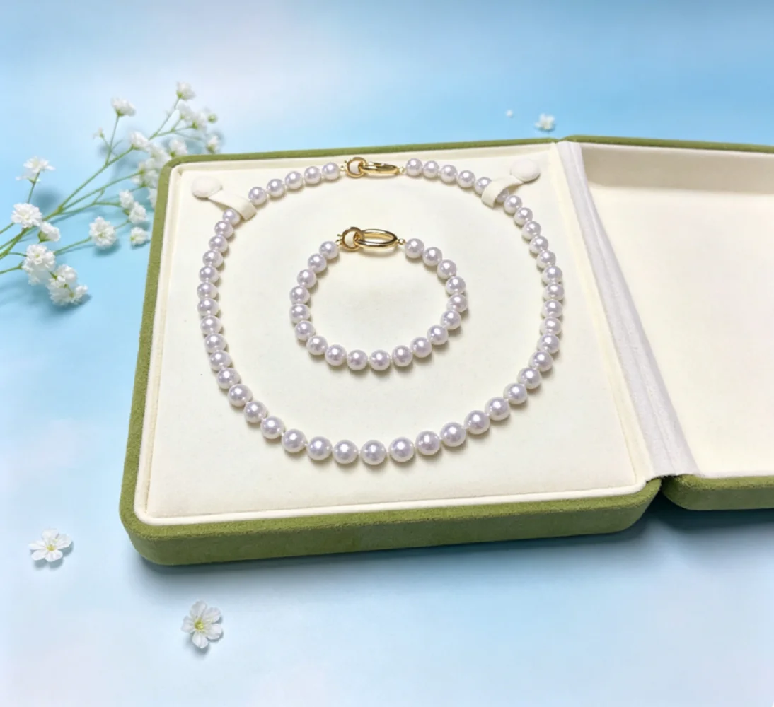 

Fashionable classic necklace AAA 8-9mm natural South Sea pearl necklace 18in+bracelet 7.5-8in