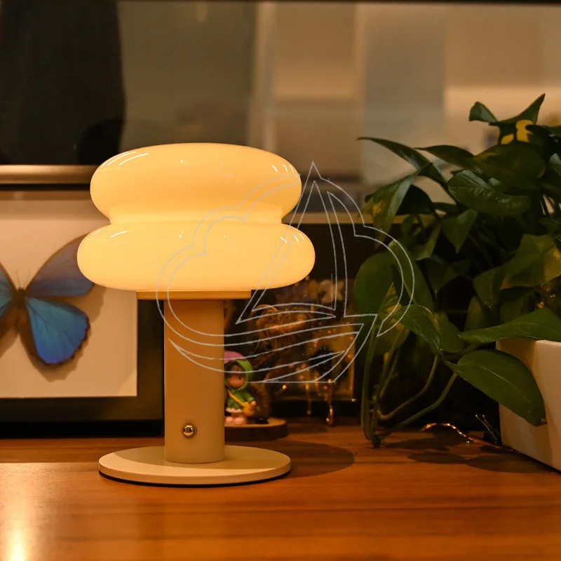 Art Glass Hat Table Lamp Postmodern Hamburg LED Night Light Bauhaus Bedside Decor Desk Lamp