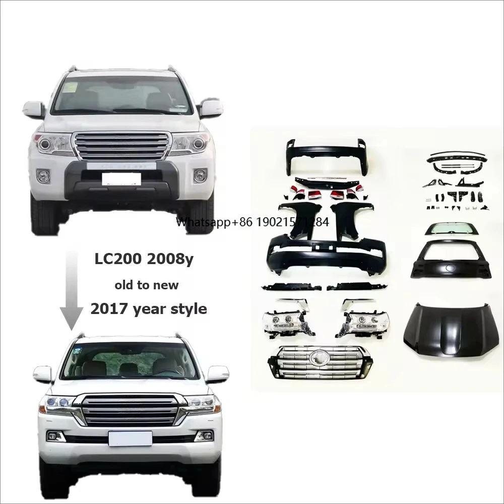 

T- Body Kit Fit for Land Cruiser LC200 2008 Year Old to New 2017 Style pp Material Car Bumpers Car Accessories Auto Tuning Parts