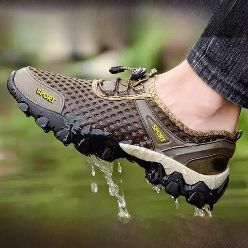 

Men's Sandals 2026 New Summer Outdoor Sports Driving Work Casual Beach Wading Shoes Breathable Mesh Slip-On Rubber Sole