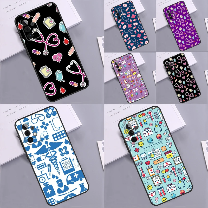 Medical Medicine Nurse Pattern Case For Samsung Galaxy A53 A52 A54 A13 A23 A33 A12 A22 A32 A42 A51 A71 A14 A24 A34 Cover