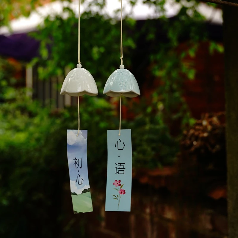 Japanese Home Decor and Wind Chime Orchid Ceramic Wind Chime Ornaments