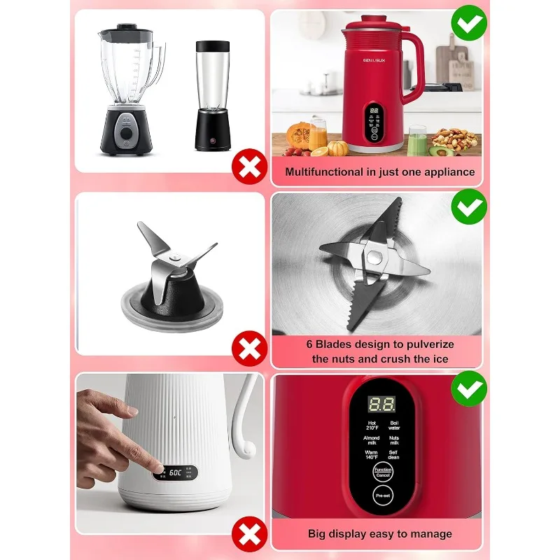 Nut Milk Maker Machine for Homemade, Plant-Based Milk with Auto Clean & Temperature Control Soy Milk Maker, Non-Dairy Beverages