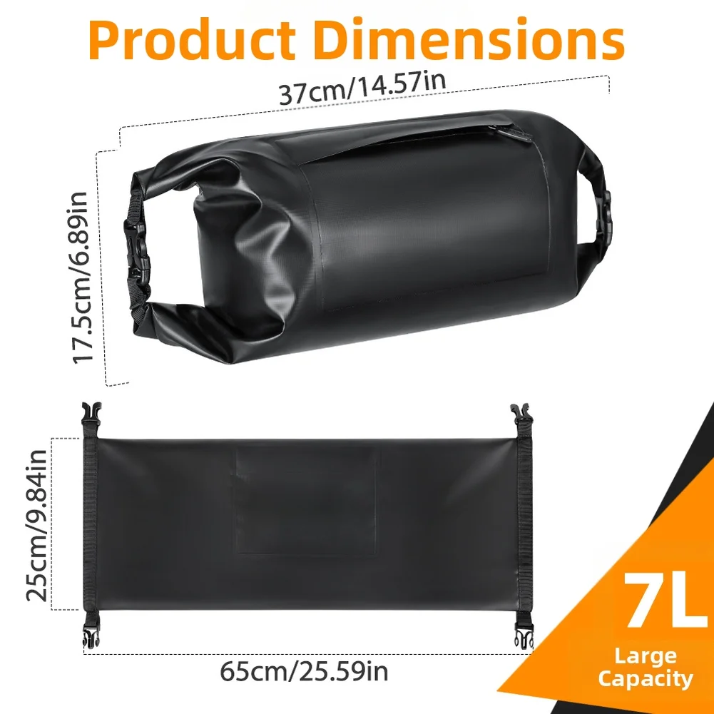 

Велосипедная передняя сумка, водонепроницаемая, 7 л, большая вместимость, из полиуретана, 37x17,5 см, для большинства велосипедов, с двойной боковой молнией и верхним боковым карманом