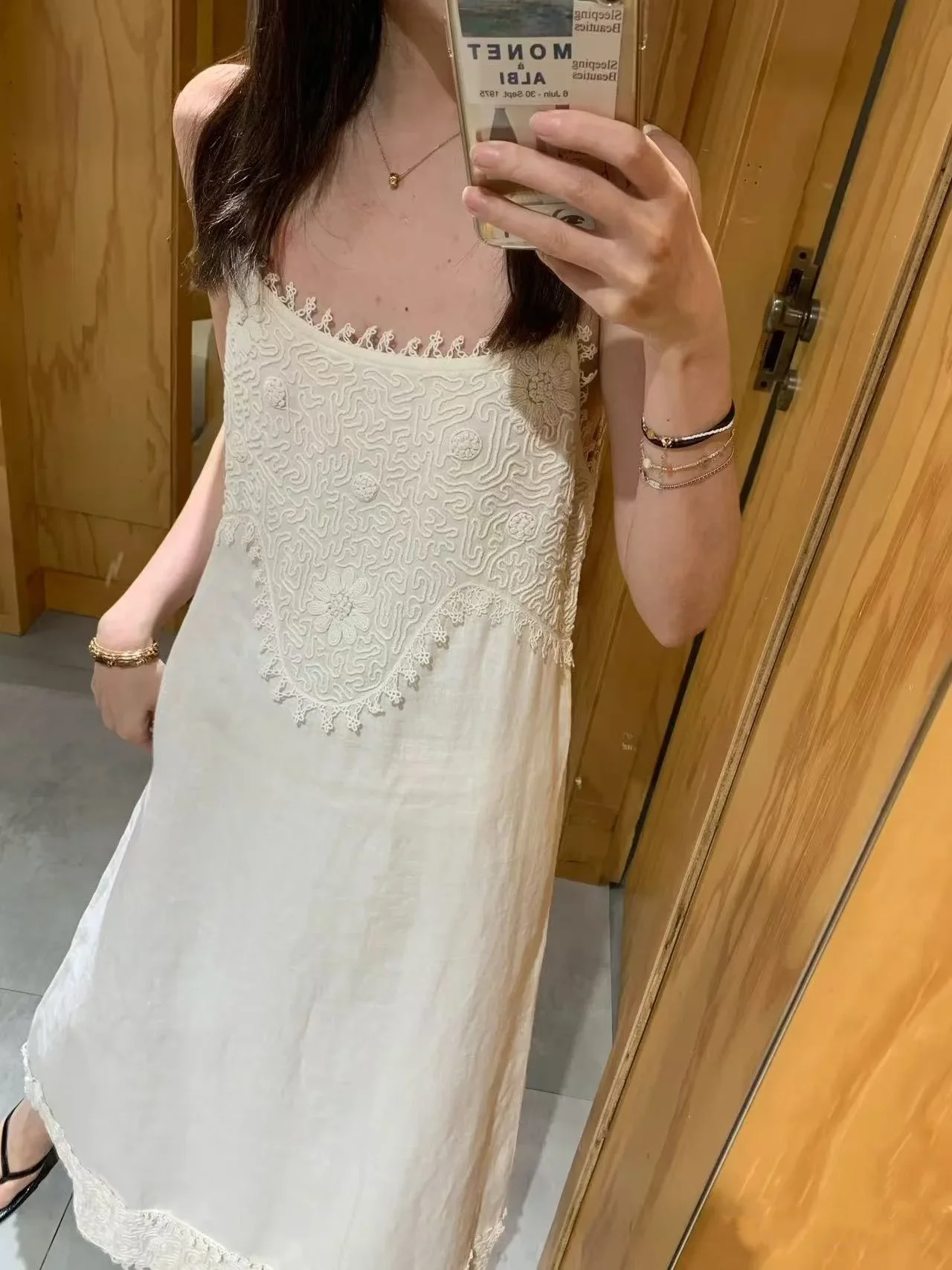 

Женский халат на бретельках с тяжелой вышивкой и квадратным воротником без рукавов, повседневное свободное льняное платье макси