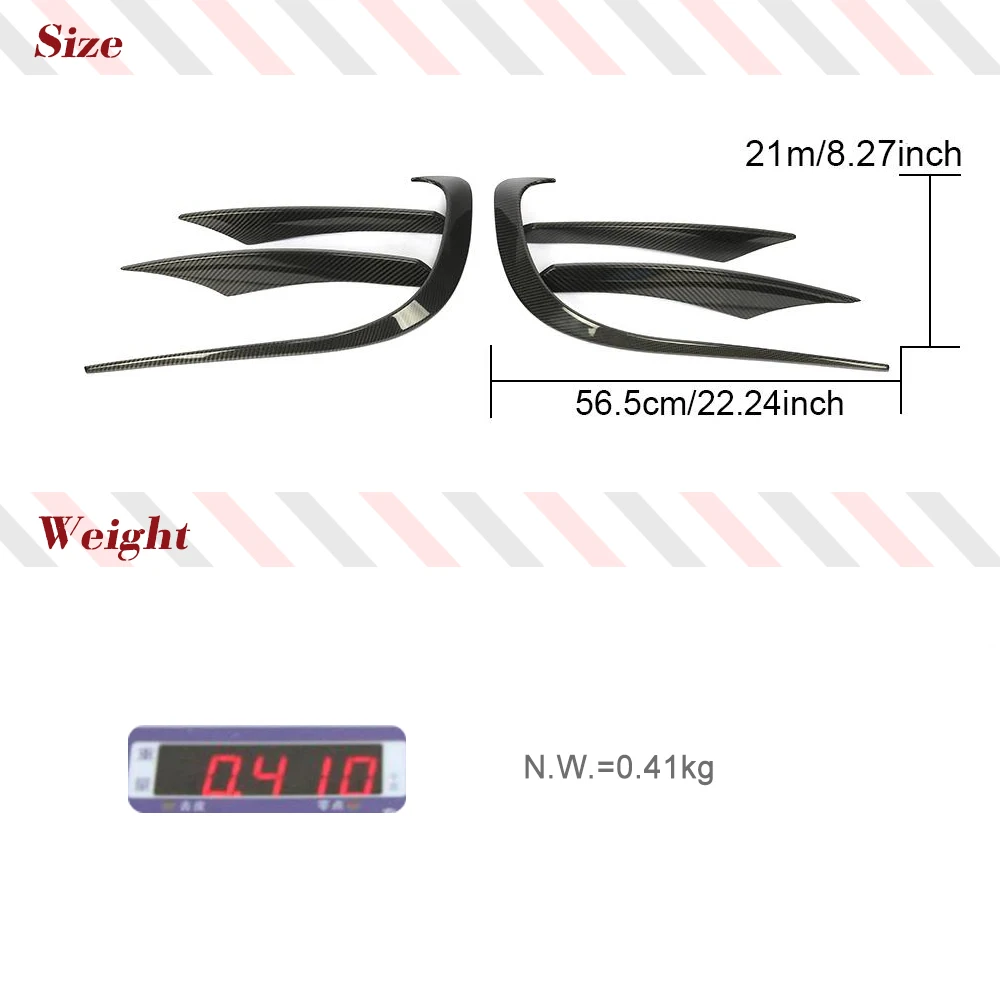 Carbon Fiber Car Front Bumper Canards For Mercedes Benz C257 CLS400 CLS550 Sedan 2018-2021 Carbon Front Bumper Splitter Fins