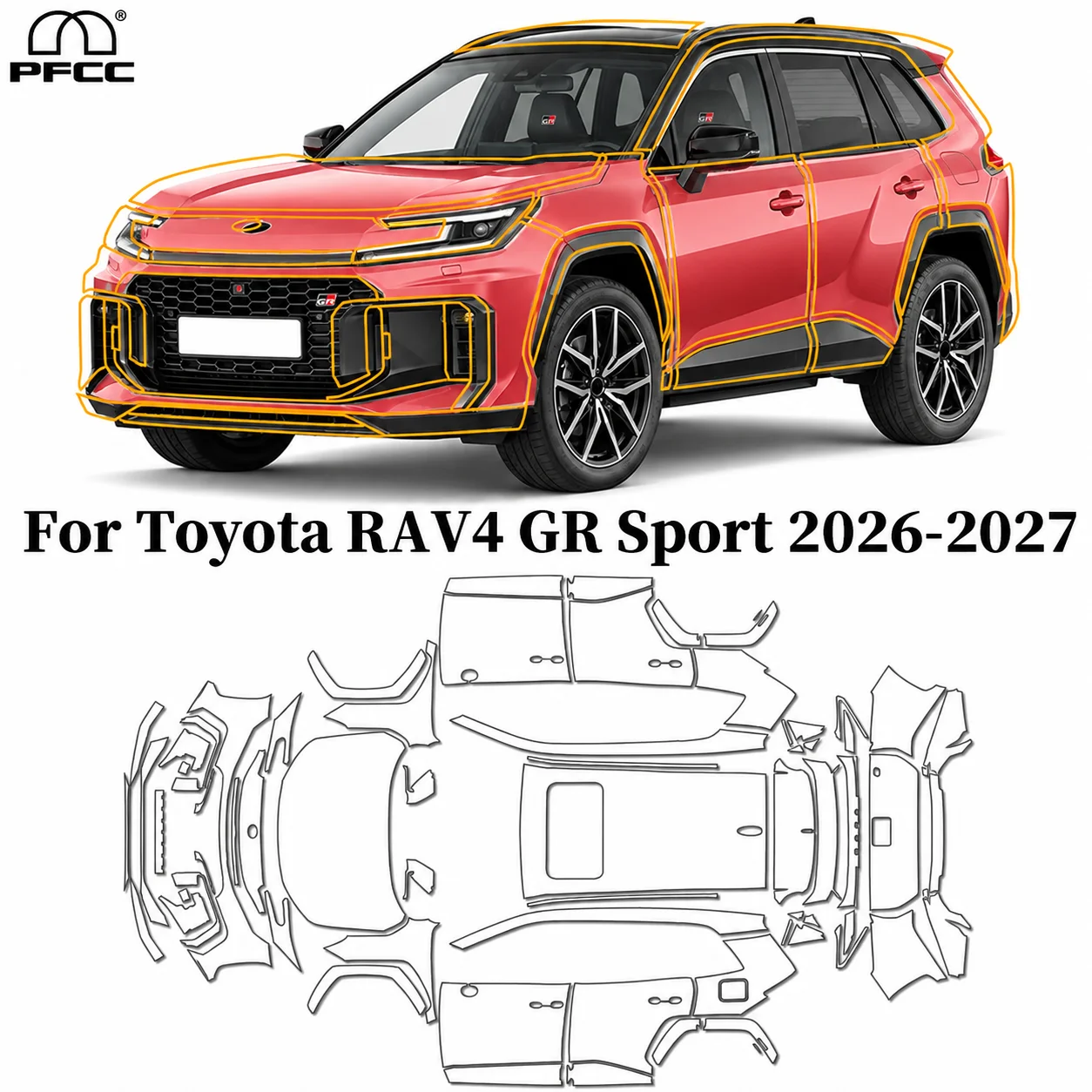 9Mil TPU Paint Protection Film For Toyota RAV4 GR Sport 2026 2027 Car Clear Bra Precut PPF Anti-Scratch Repairable Self-adhesive