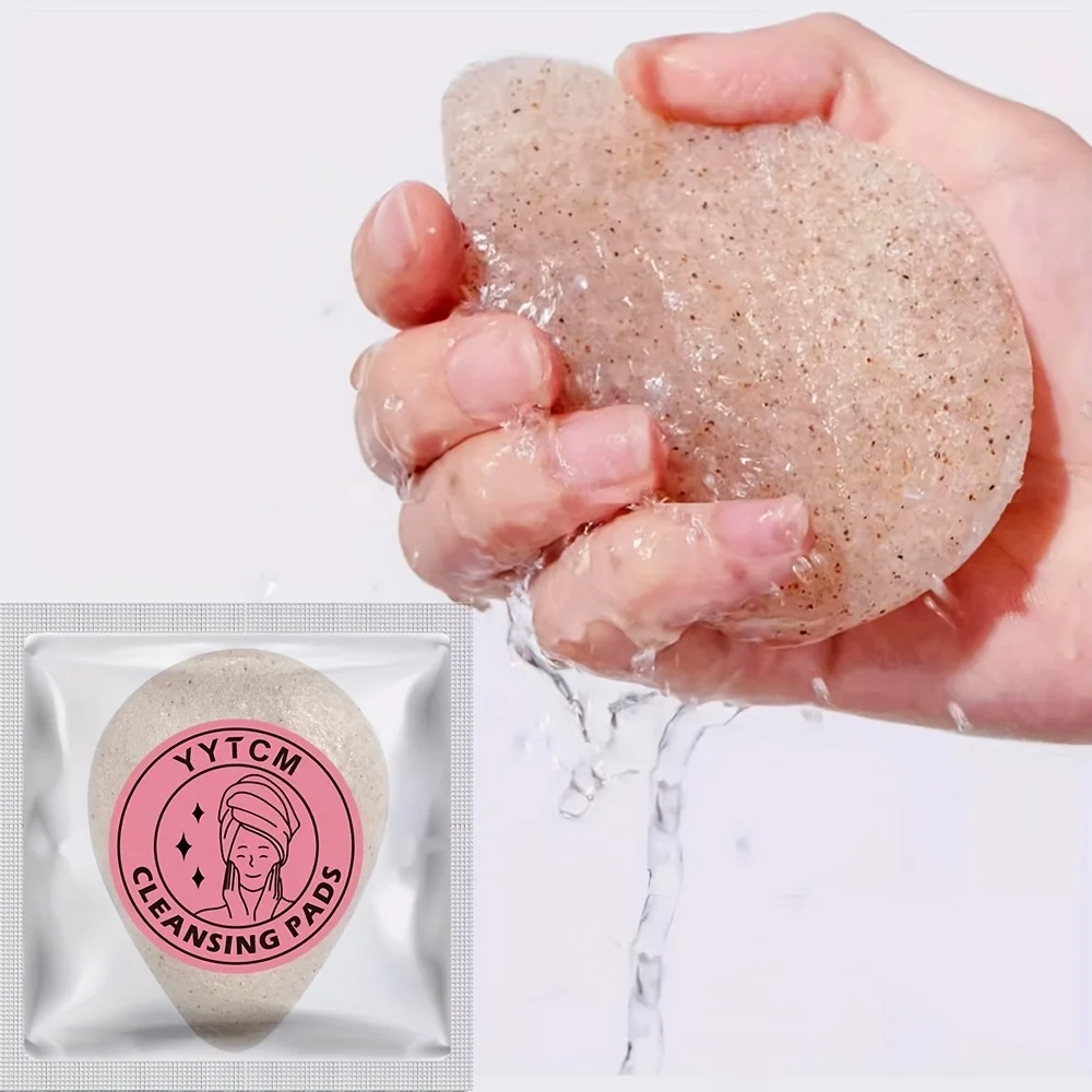 Walnut Seed Konjac Face Sponge, Natural Cleansing Puff for Face, Makeup Removal, and Soft Facial Cleansing Tool