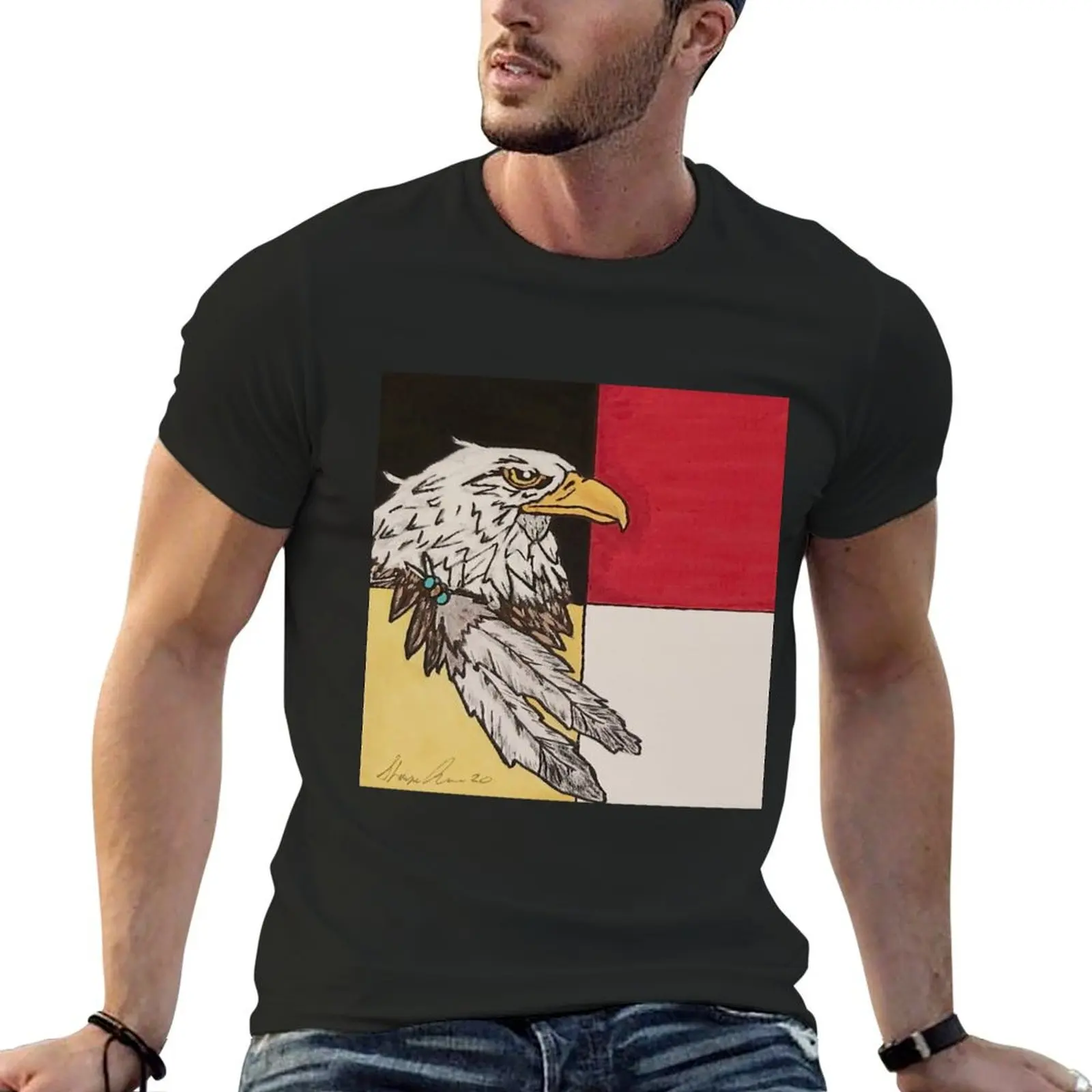 native art - another painting i did called the eagle's heart T-Shirt blacks sports fans mens t shirt graphic