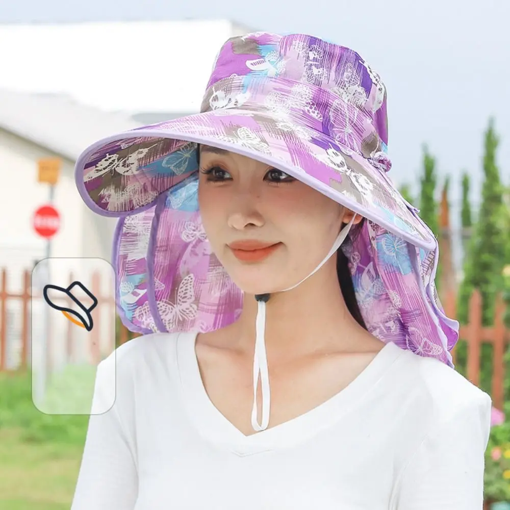 Wide Brim Sun Protection Hat Quick Drying Sunscreen Face Covering Sunhat Hollow Mesh Face Protector Women Fisherman Hat Beach