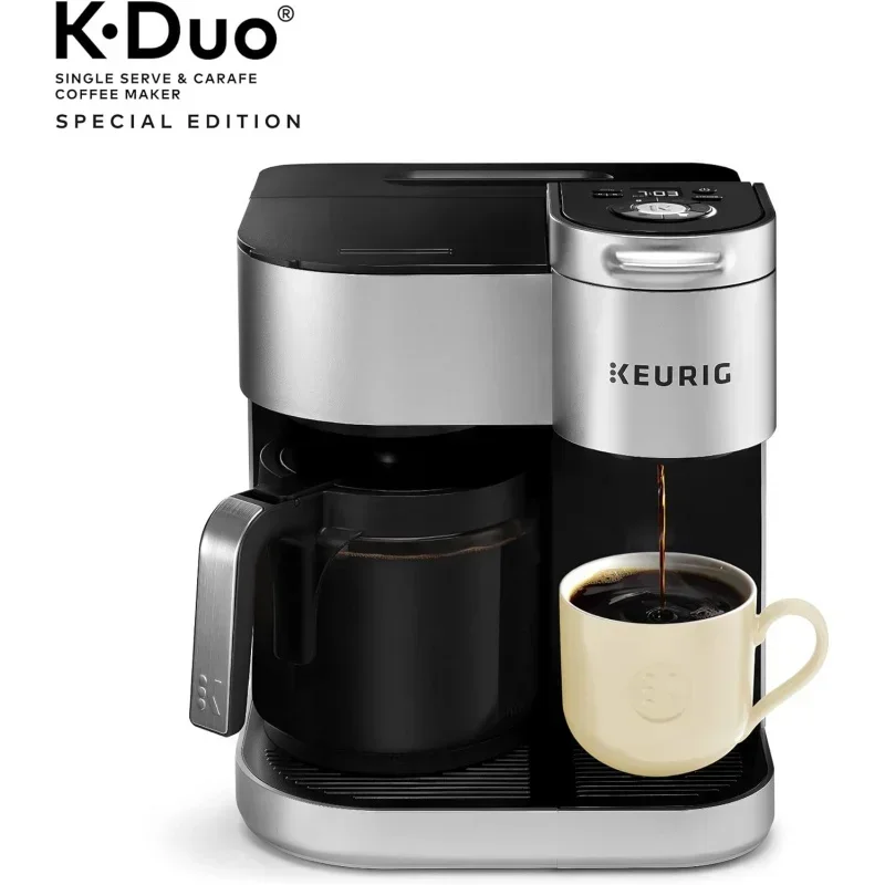 QWHighlights®K-Duo Special Edition Single Serve K-Cup Pod & Carafe Coffee Maker,Silver.