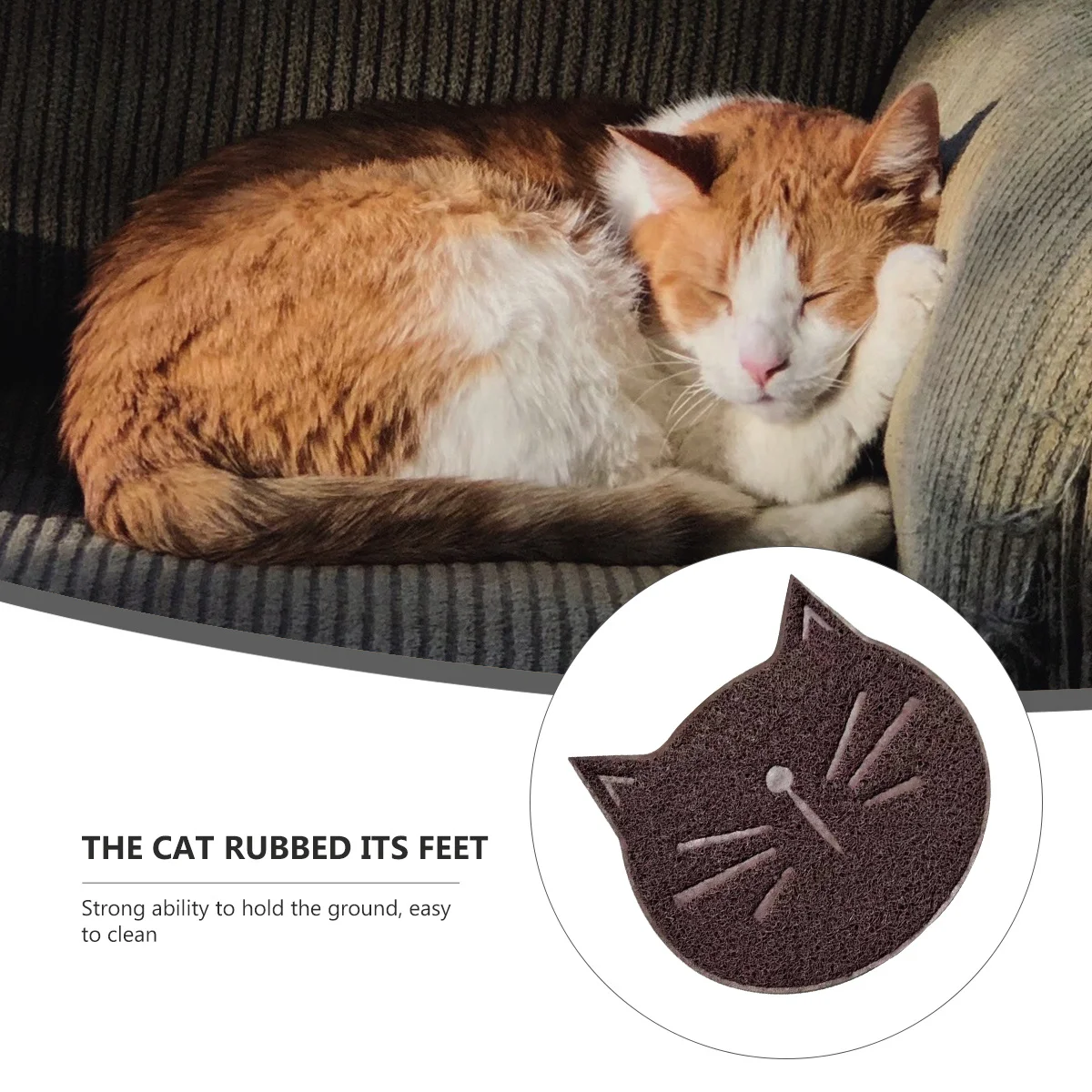 Tapis de litière en forme de visage de chat, 1 pièce, antidérapant, résistant à l'usure, fourniture pour animaux de compagnie, pour le meulage des griffes, zone d'alimentation, fournitures ménagères pour animaux de compagnie