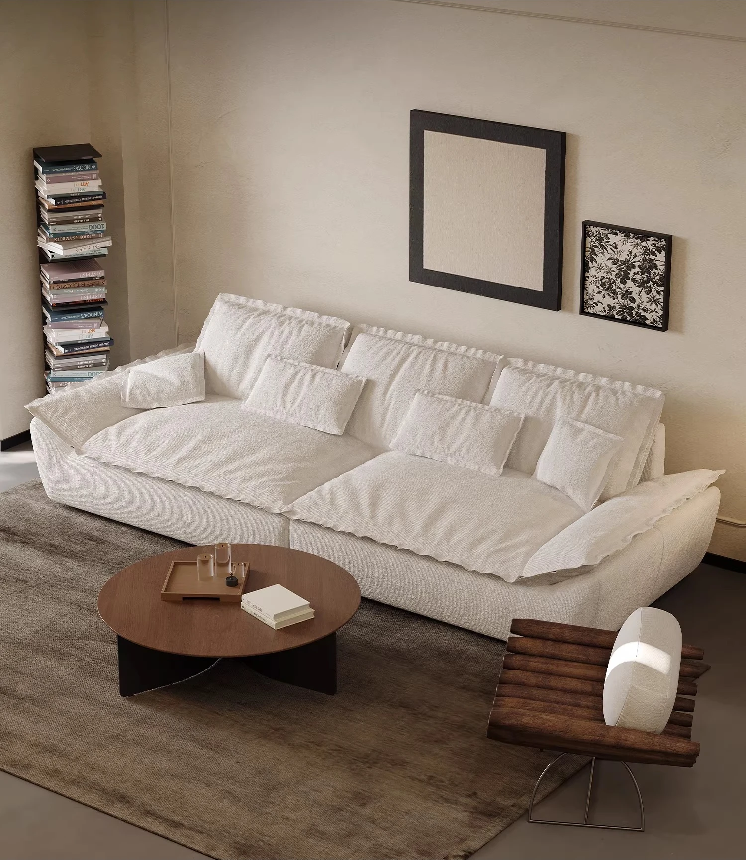 Italian minimalist Auckland sailing sofa ultra-deep seat wide down sofa small apartment living room lazy fabric sofa