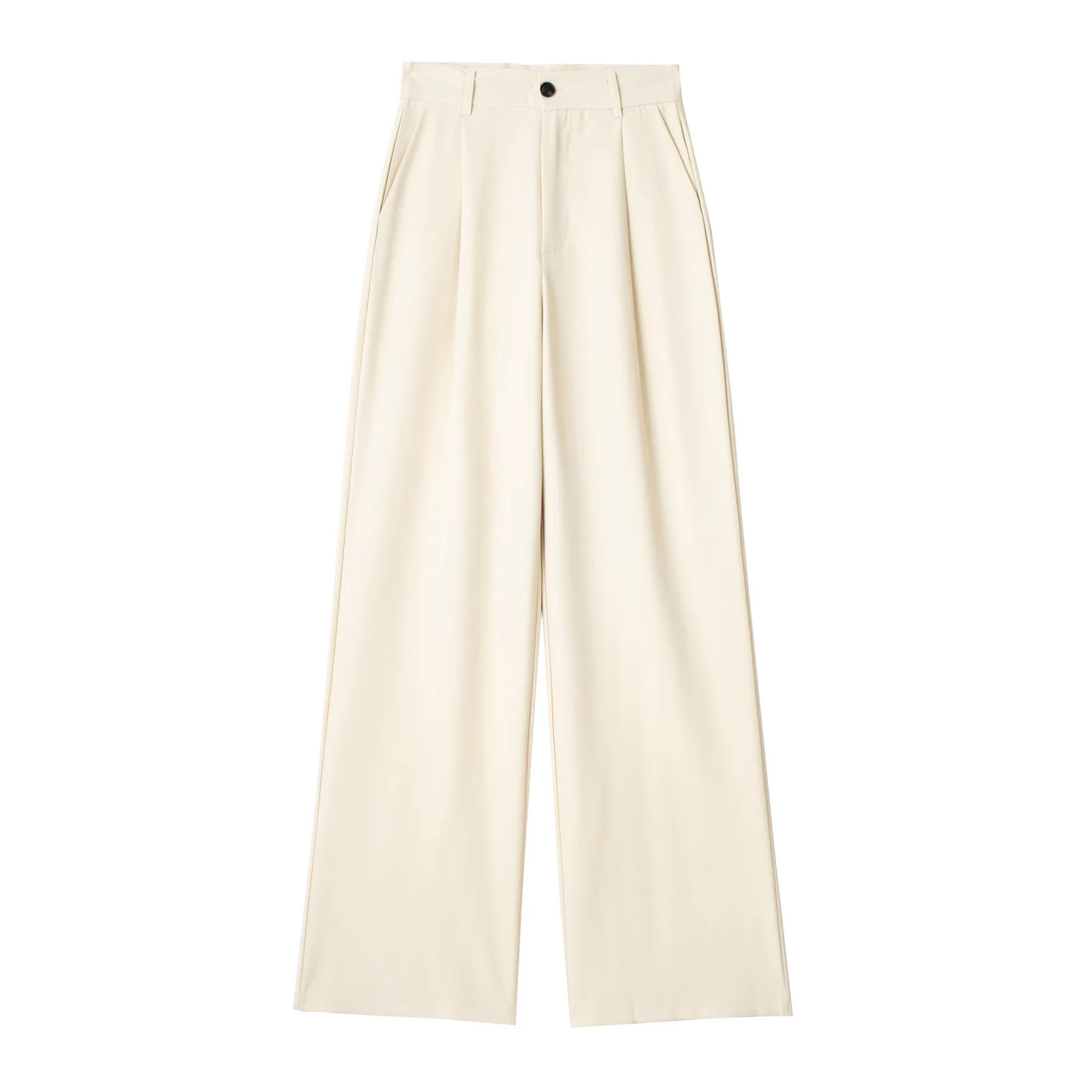Fashion Commuting Trousers For Women Spring Autumn New Casual Solid Color High Waist Button Striped Printed Wide Leg Pants