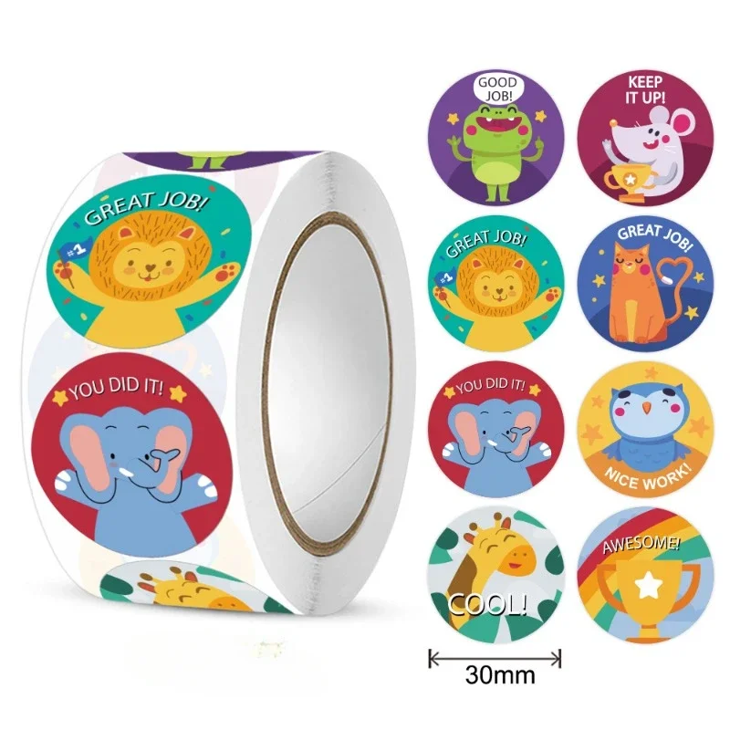 Reward Motivational Stickers Cartoon Animal Kids Toy Circus Elephant Lion Monkey Dolphin Stickers For Children Gifts