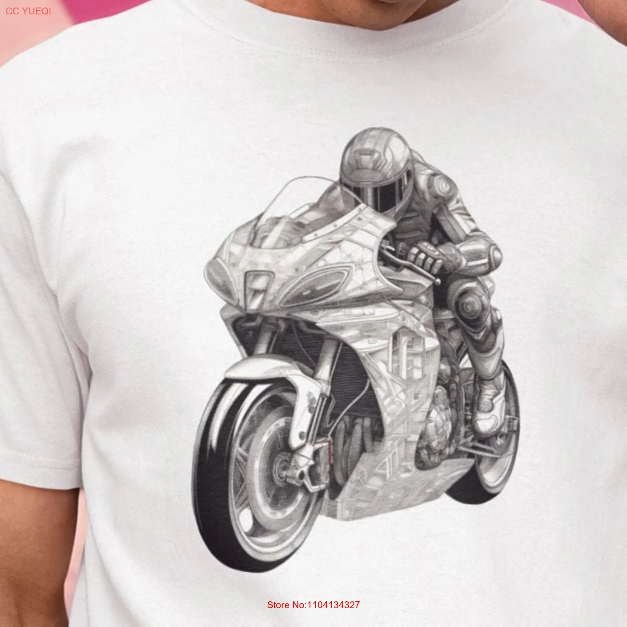 Midjourney AI generated Motorcycle T shirt MotorcyclisT designed clothing rider Speed long or short sleeves