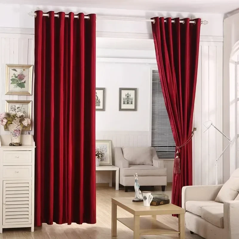 Modern Velvet Wine Red Curtains for Living Dining Room Bedroom Nordic Christmas Blackout Luxury Window Drape Custom Solid Color