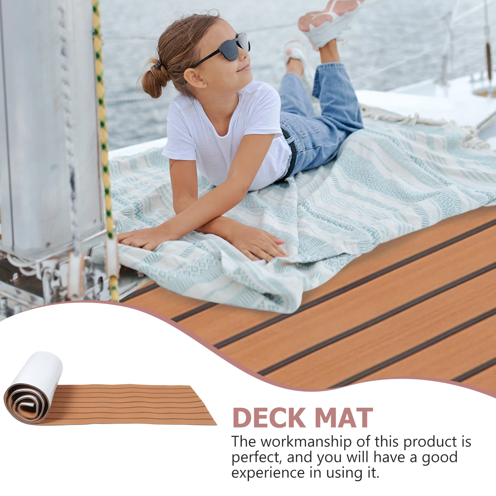 

EVA Non-slip Deck Mat 2400x450mm UV Heat Salt Water Proof Self-adhesive Boat Flooring Yacht Anti-skid Mats Marine Accessories
