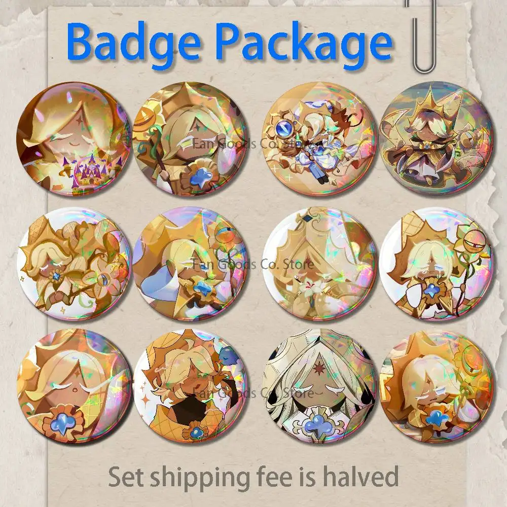 P-Pure Vanilla C-Cookie Brooches for Backpack Accessories 25,32,44,58,75mm Round Enamel Pins 2-piece set Cartoon Anime Badge