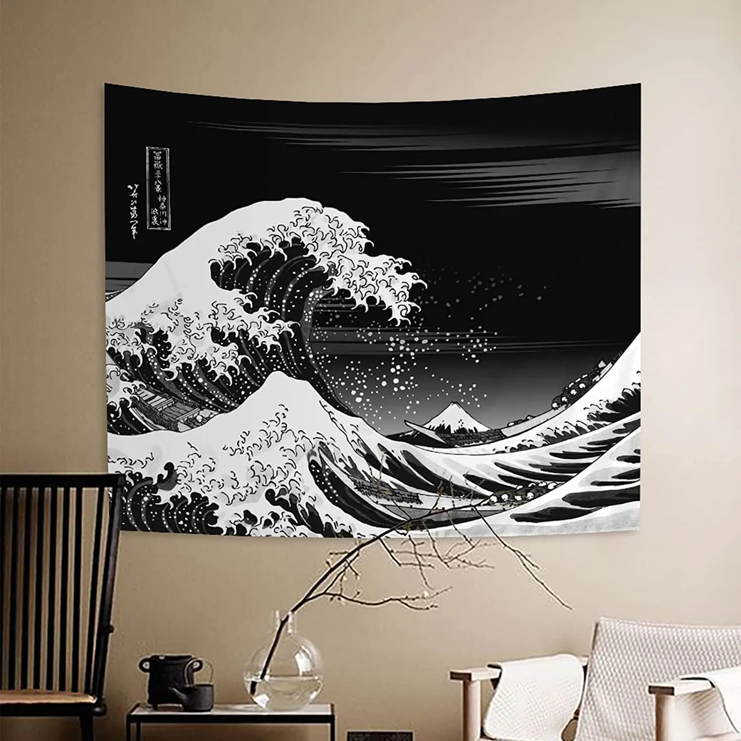 Japanese Kanagawa Big Wave Tapestry Psychedelic Tapestry Teen Indie Room Decor Macrame Wall Hanging Large Fabric Wall Tapestry