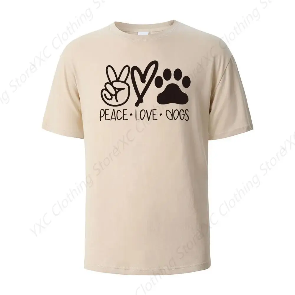 Men's Printed T-Shirt Peace Love Dogs Streetwear 100%Cotton Crew Neck Soft Fitted Tees S - 6XL Fresh Classic Basic Tshirts