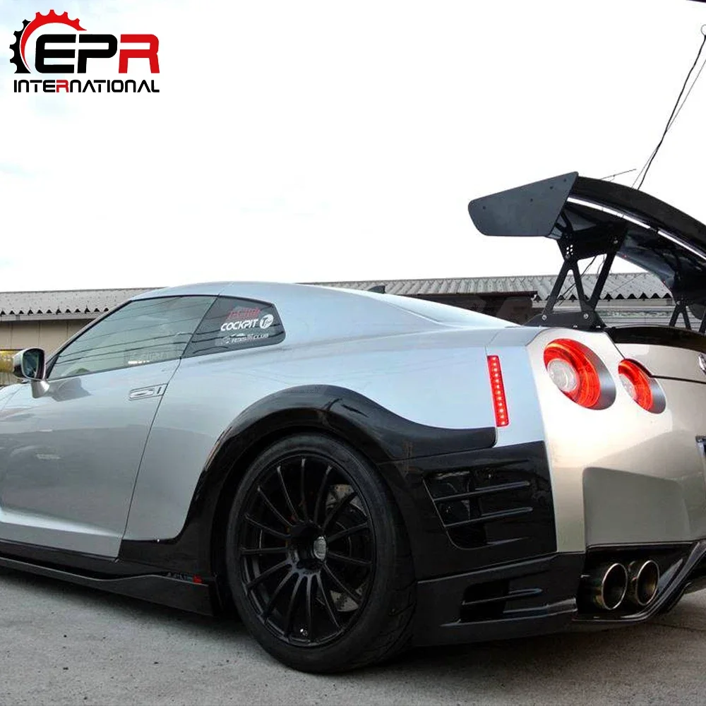 تصفيف السيارة لنيسان R35 GTR 12 'Ver TS Style FRP الألياف الزجاجية الخلفية الحاجز مضيئة الألياف الزجاجية عجلة قوس مجموعة غطاء جزء ضبط عدة