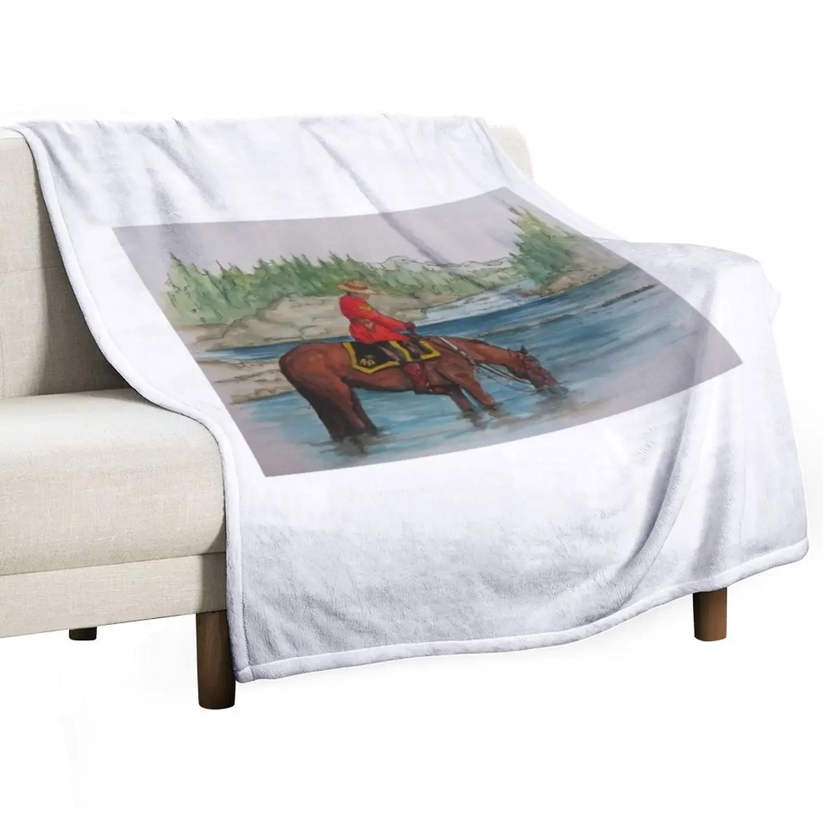 RCMP. in Red Serge on Horseback Throw Blanket Thermal Nap Bed Plaid on the sofa Hairys Plaid Blankets