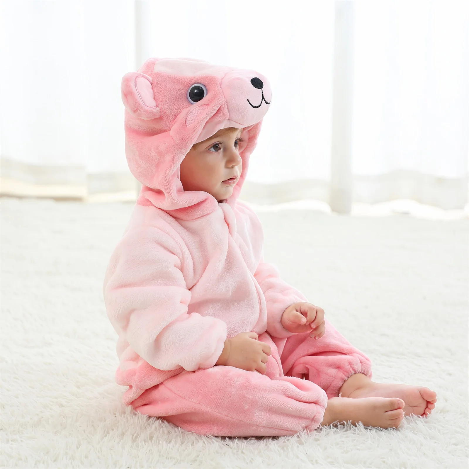 Animal Costume Outfit Infant Boy Girl Winter Christmas Hooded Cosplay Jumpsuits 2024New Toddler Baby Flannel Hooded Romper