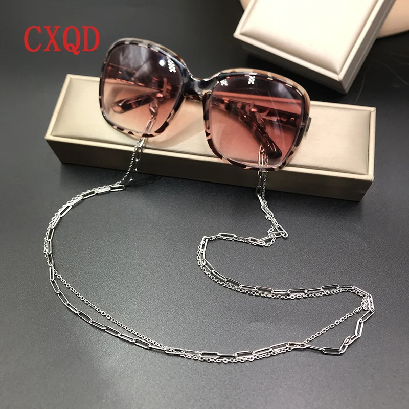 Simple Original Stainless Steel Sunglasses Two Combination Mask Glasses Chain for Women\'s Men\'s Eyewear Cord Strap Jewelry Gift