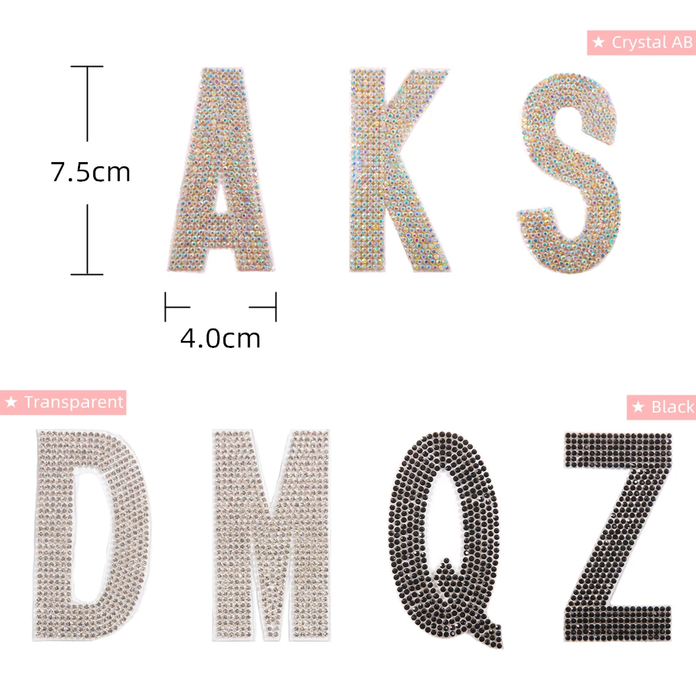 A-Z 26 English Letters Scrapbook Creative Alphabet Stickers Glitter crystal AB Rhinestone Trim for Clothing Home Decoration