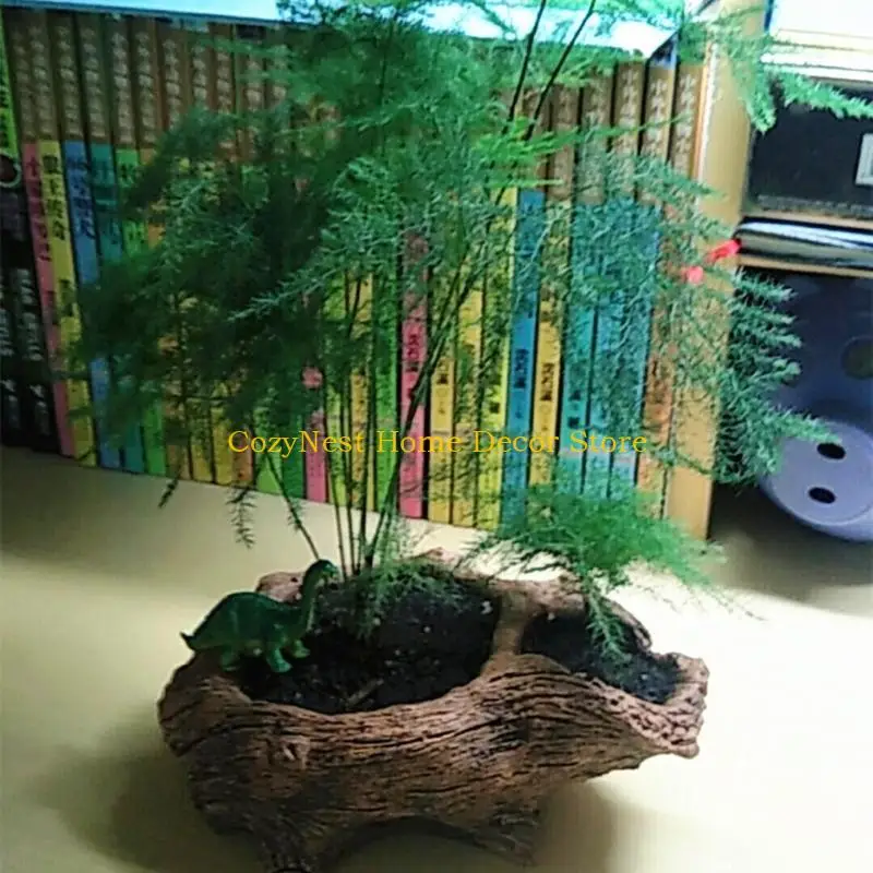 

92MF Vintage Cement Flowerpots Imitating Stumps Designs for Garden Indoor Outdoor Use