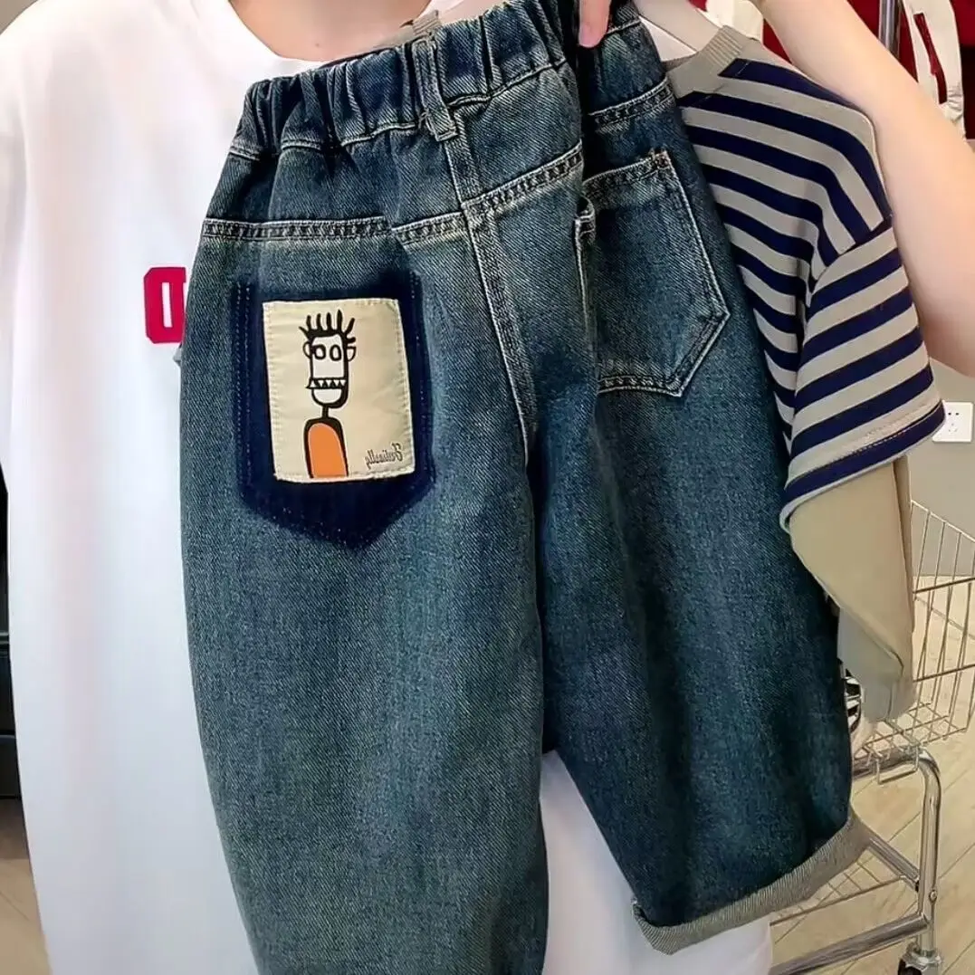 Boys Jean Pants Long Trousers Denim 2024 Stylish Spring Autumn Baby's Kids Teenagers High Quality School Children's Clothing