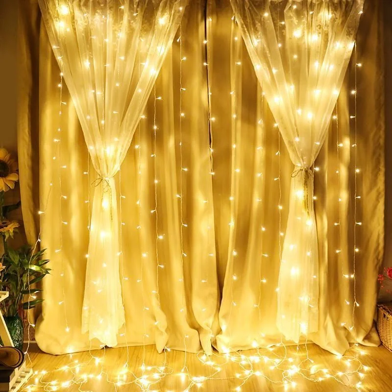 3M/4M/6M LED Garland Curtain Lights 8 Modes USB Remote Control Fairy Lights String for Christmas Decor Home Wedding Holiday Lamp
