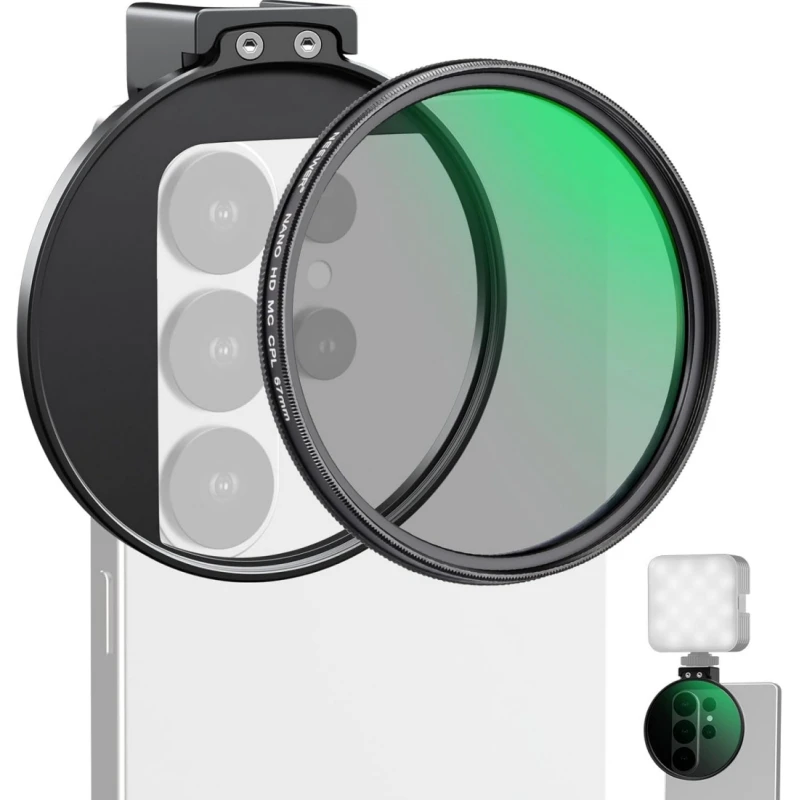 NEEWER 67mm Filtr CPL do Telefonu z Klipsem Cold Shoe, Filtr Polaryzacyjny Kołowy HD, Akcesoria do Obiektywów, Do Androida Samsung iPhone — zdjęcie produktu 7
